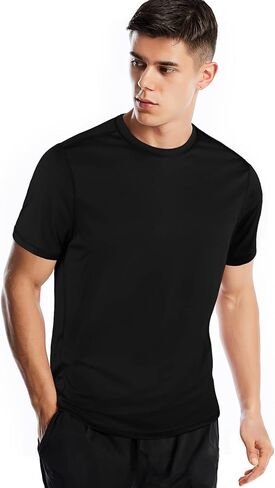 Athletic Shirts for Men Short Sleeve Quick Dry Workout Running Gym Sport Exercise Tee Moisture Wicking in Kuwait