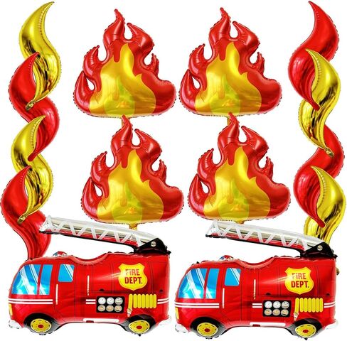 6 Pcs Fire Balloons Flame Balloons Fire Truck Balloons for Firefighter Party Favors Firefighting Theme Kids Birthday Party Decoration Supplies in Kuwait