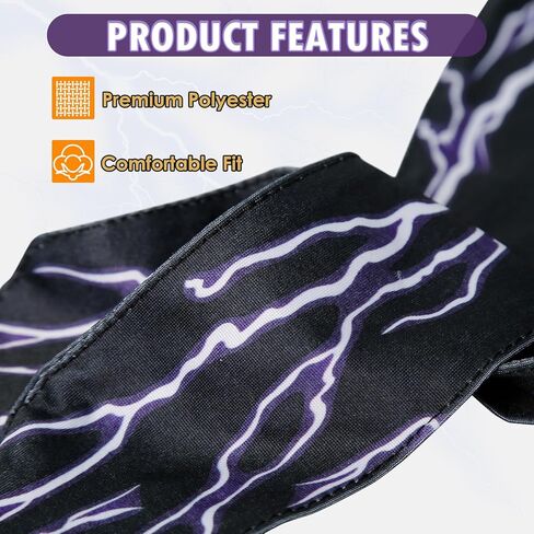 مجموعة عصابة رأس ونظارات شمسية من كين - عصابة رأس لايتنينج سوداء، إكسسوارات زي الهالوين كين، باندانا رائعة مريحة لحفلات الأفلام التنكرية للرجال in Kuwait