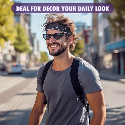 مجموعة عصابة رأس ونظارات شمسية من كين - عصابة رأس لايتنينج سوداء، إكسسوارات زي الهالوين كين، باندانا رائعة مريحة لحفلات الأفلام التنكرية للرجال in Kuwait