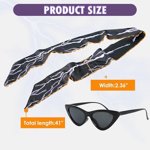 مجموعة عصابة رأس ونظارات شمسية من كين - عصابة رأس لايتنينج سوداء، إكسسوارات زي الهالوين كين، باندانا رائعة مريحة لحفلات الأفلام التنكرية للرجال in Kuwait