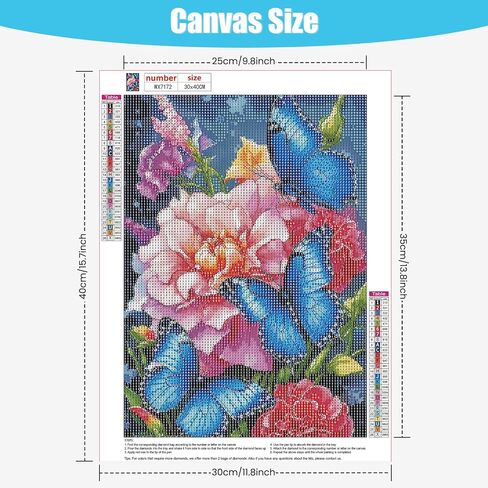مجموعات الرسم الفني للفراشات والزهور الماسية من QENSPE للبالغين، لوحات نقاط الماس الحفر الكامل للمبتدئين، مجموعات طلاء فنية وحرف يدوية 5D مستديرة مقاس 12 × 16 بوصة in Kuwait