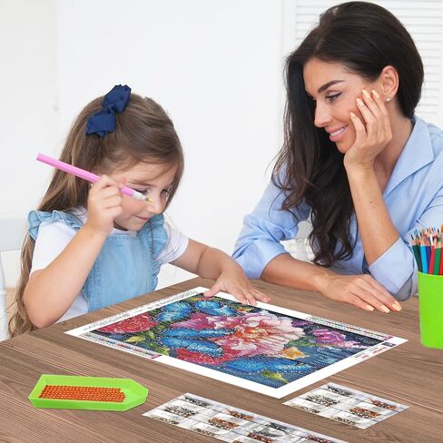 مجموعات الرسم الفني للفراشات والزهور الماسية من QENSPE للبالغين، لوحات نقاط الماس الحفر الكامل للمبتدئين، مجموعات طلاء فنية وحرف يدوية 5D مستديرة مقاس 12 × 16 بوصة in Kuwait