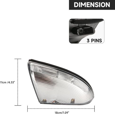 Mirror Turn Signal Light Front Left Drive Side - Compatible Dodge Ram 1500 2500 2009-2018 - Replace Part 68064949AA in Saudi Arabia