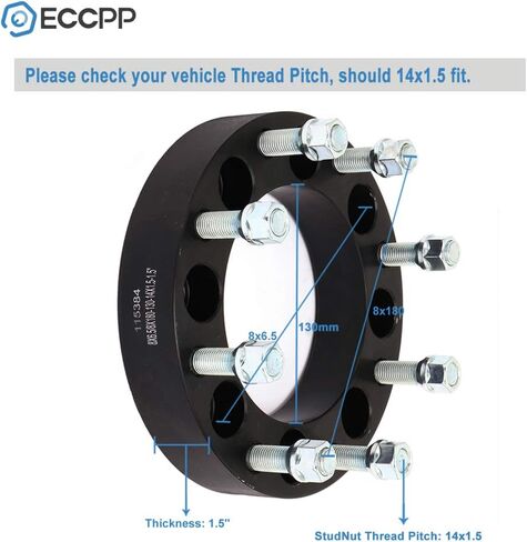 ECCPP 4X 8 Lug 8x165.1mm إلى 8x180mm محولات فواصل العجلات 1.5 بوصة 8x6.5 إلى 8x180 مناسبة لسيارة شيفروليه سيلفرادو 2500HD 3500HD لسوبربان سييرا 1500HD 3500HD لـ Yukon XL 2500 in Saudi Arabia