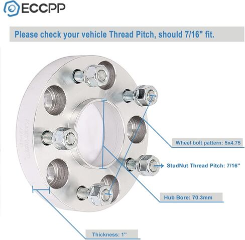 ECCPP 2X 5 Lug 5x120.65mm Hubcentric Wheel Spacers 1" 5x4.75 to 5x4.75 for 1968-1982 for Corvette |1966-1981 for Caprice | 1964-1973 for Chevelle with 7/16" Studs in Saudi Arabia