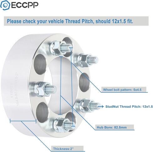 ECCPP 4PCS 2 inch 5 Lug 5x114.3 Wheel Spacers 5x4.5 to 5x4.5 12x1.5 82.5mm fit for 2011-2015 for Volt 2011-2014 for Chrysler 200 1999-2004 for Chrysler 300M 2000-2013 for Impala 1997-2019 for Malibu in Saudi Arabia
