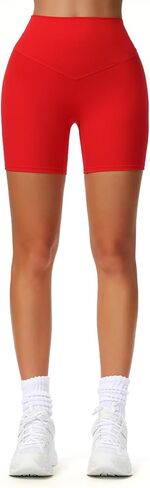 Aoxjox Workout Biker Shorts for Women High Waisted Exercise Athletic Gym Running Breeze Yoga Shorts 6" in Kuwait