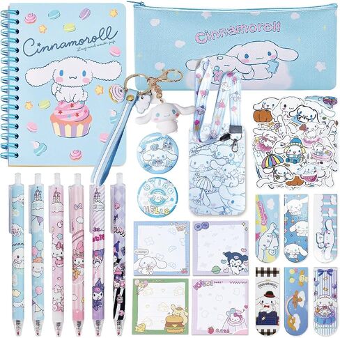 Cute School Supplies Set, Kawaii School Supplies Gift Set, Including Cartoon Journal Pencil Case Ballpoint Pen ID Badge Holder Stickers Key Chain Bookmark in Saudi Arabia