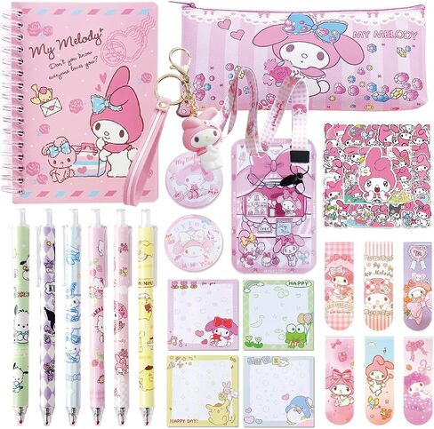 Cute School Supplies Set, Kawaii School Supplies Gift Set, Including Cartoon Journal Pencil Case Ballpoint Pen ID Badge Holder Stickers Key Chain Bookmark in Saudi Arabia
