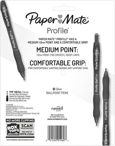 Paper Mate Ballpoint Pen, Profile Retractable Pen, Medium Point (1.0mm), Assorted, 8 Count in Saudi Arabia