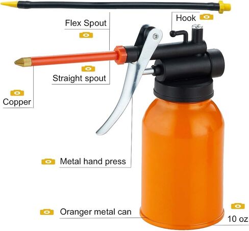 Metal Pump Oil Can with Flex and Straight Spout for All Lubrication Need of Car, Bikes and Machines in Saudi Arabia