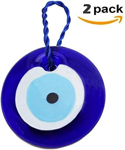 Large Size Turkish Blue Evil Eye (Nazar) ~ Blue Glass Evil Eye Amulet Charm Pendant for Protection Home Decor Idea (1 Pack) in Saudi Arabia