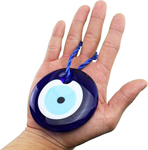 Large Size Turkish Blue Evil Eye (Nazar) ~ Blue Glass Evil Eye Amulet Charm Pendant for Protection Home Decor Idea (1 Pack) in Saudi Arabia