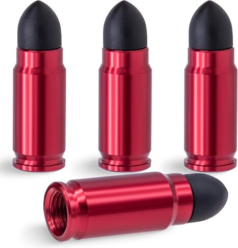 4PCS Bullet Style Tire Valve Stem Caps, Plastic Tip Tire Valve Caps, Aluminum Alloy Dustproof Waterproof Valve Caps Cover fits Cars, Trucks, Bikes, Motorcycles and Bicycles(Red) in Saudi Arabia