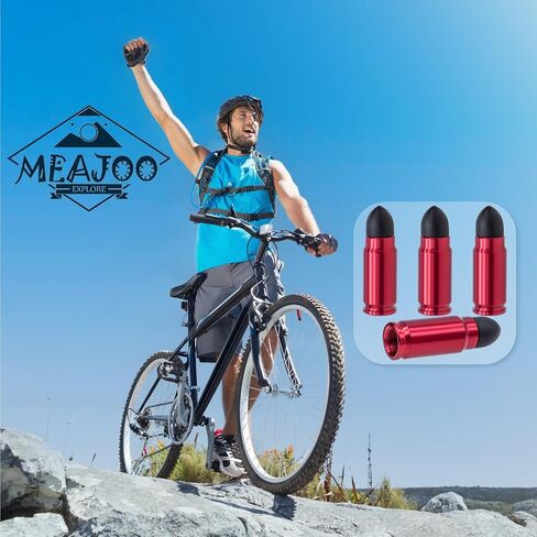 4PCS Bullet Style Tire Valve Stem Caps, Plastic Tip Tire Valve Caps, Aluminum Alloy Dustproof Waterproof Valve Caps Cover fits Cars, Trucks, Bikes, Motorcycles and Bicycles(Red) in Saudi Arabia