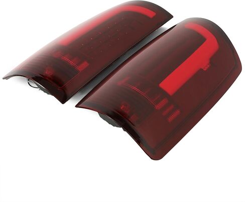 HECASA LED Tail Lights Assembly Compatible with 2002-2006 Dodge Ram 1500 2500 3500 LED Tube Bar Rear Brake Turn Signal Lamp Taillights Red Lens Chrome Housing Left & Right in Kuwait