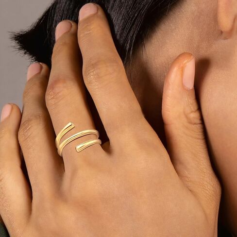 خاتم حلزوني مطلي بالذهب أو البلاتين عيار 14 قيراط للنساء | مقاس 5 إلى 9 in Saudi Arabia