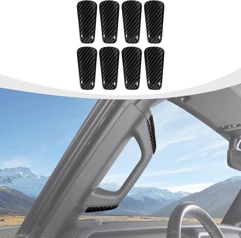 A/B Pillar Grab Handle Covers Trim Compatible with Jeep Wrangler JL JLU 2018-2023 4-Door, Carbon Fiber in Saudi Arabia