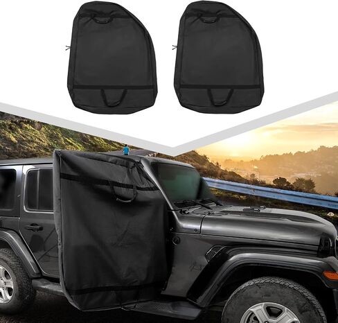 Jimen Compatible with Jeep Wrangler TJ JK JL Gladiator JT, 2PCS Front Door Storage Bags with Carry Handles in Saudi Arabia