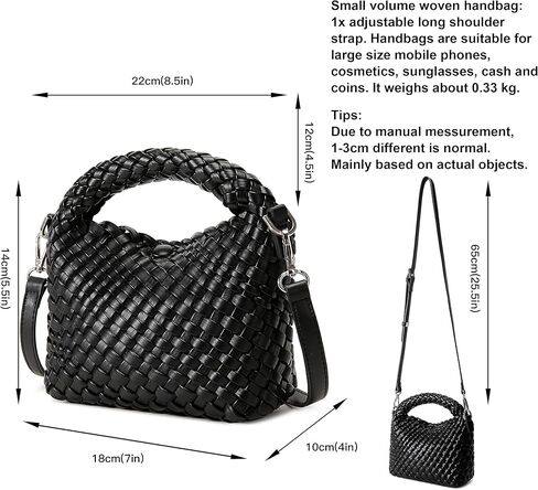 Fashion Small Woven Bag for Women, Handmade MINI HOBO Tote Bag Crossbody Handbag Travel Summer Beach Bag in Kuwait