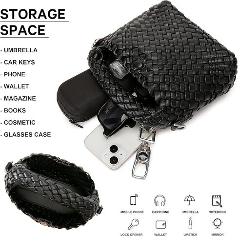 Fashion Small Woven Bag for Women, Handmade MINI HOBO Tote Bag Crossbody Handbag Travel Summer Beach Bag in Kuwait