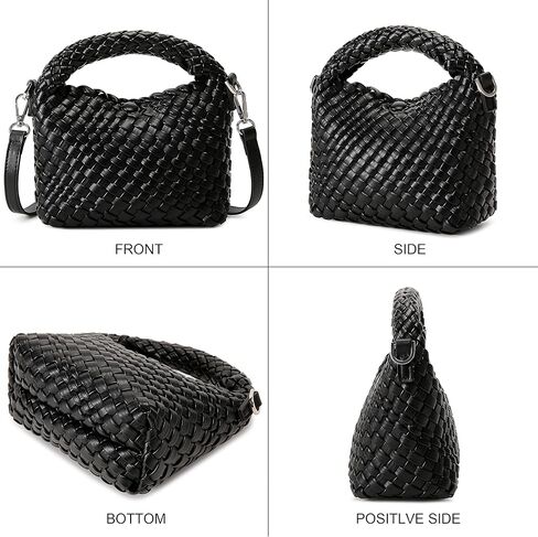 Fashion Small Woven Bag for Women, Handmade MINI HOBO Tote Bag Crossbody Handbag Travel Summer Beach Bag in Kuwait