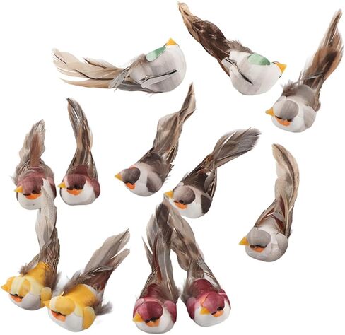 12pcs Artificial Birds, Simulation Foam Feather Birds Decorative Sparrow Bird Ornaments for Crafts Clip on Fake Birds Christmas Tree Decorations Garden Decor in Saudi Arabia