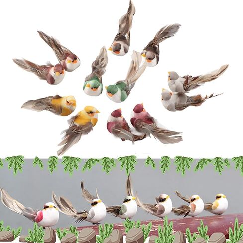 12pcs Artificial Birds, Simulation Foam Feather Birds Decorative Sparrow Bird Ornaments for Crafts Clip on Fake Birds Christmas Tree Decorations Garden Decor in Saudi Arabia