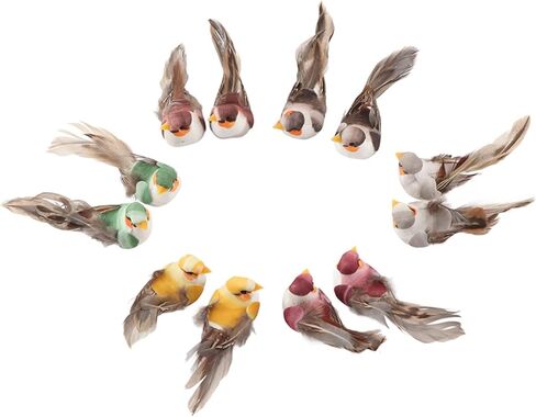 12pcs Artificial Birds, Simulation Foam Feather Birds Decorative Sparrow Bird Ornaments for Crafts Clip on Fake Birds Christmas Tree Decorations Garden Decor in Saudi Arabia