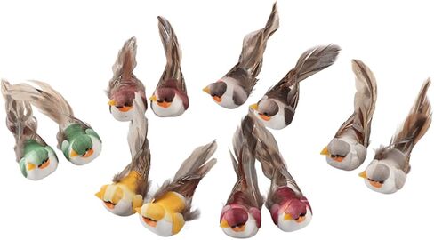 12pcs Artificial Birds, Simulation Foam Feather Birds Decorative Sparrow Bird Ornaments for Crafts Clip on Fake Birds Christmas Tree Decorations Garden Decor in Saudi Arabia