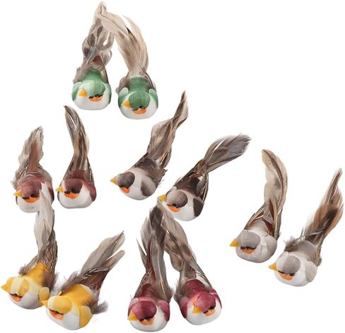 12pcs Artificial Birds, Simulation Foam Feather Birds Decorative Sparrow Bird Ornaments for Crafts Clip on Fake Birds Christmas Tree Decorations Garden Decor in Saudi Arabia
