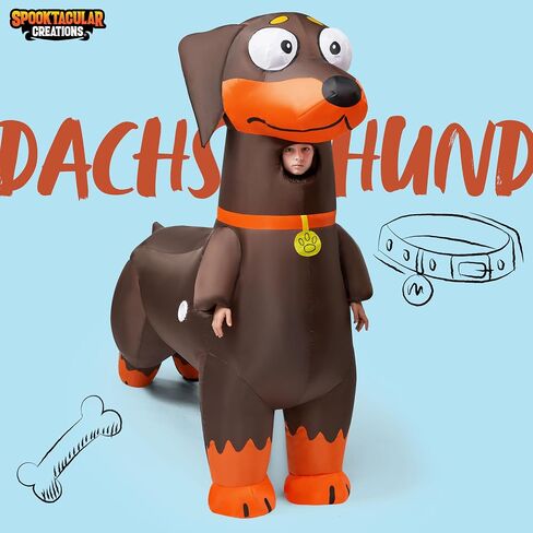 Spooktacular Creations Kids Halloween Inflatable Costumes, Dachshund Full Body Blow Up Costumes for Halloween Animal Cosplay Themed Party in Saudi Arabia