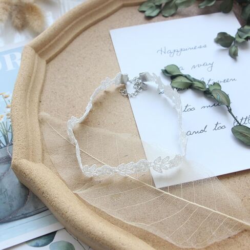 الزفاف الأبيض الدانتيل المختنق جوفاء التطريز الأزهار طوق قلادة واسعة قصيرة مضفر قلادة حفلة موسيقية اكسسوارات الزفاف للنساء والفتيات in Kuwait