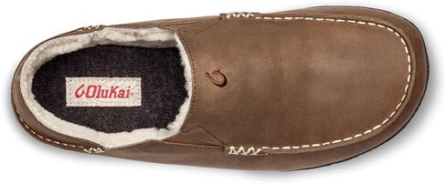 OluKai Moloa Slipper Men's Slippers, Premium Nubuck Leather Slip On Shoes, Shearling Lining & Gel Insert, Drop-In Heel in Kuwait