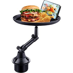 Car Cup Holder Tray for Adults Car Tray Table for Eating with Cell Phone Slot Lap Tray for Car Universal Adjustable Cup Tray Holder 360 Swivel Tray Fits Vehicle, Boats,Golf Cart, SUV and All Cars