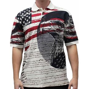 American Summer Original Men's Waving USA Flag Polo Shirt in Navy Blue in Saudi Arabia