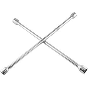 K Tool International 71980 4-Way Metric Lug Nut Wrench for Garages, Repair Shops and DIY, Cross Design, Drop Forged, Heat-Treated, Chrome Plated, Rust/Corrosion Resistant, Sizes 17, 19, 21, 23mm