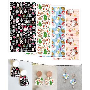 Puocaon Christmas Clay Transfer Paper - 4 Design 20 Pcs Polymer Clay Transfer Paper Sheets, Santa Claus Gingerbread Transfer Paper for Polymer Clay, Christmas Tree Holly Candy Clay Transfer Paper