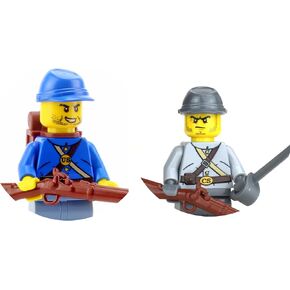 Battle Brick Union and Confederate Soldiers Custom Minifigure | Printed in The USA | Genuine Military Minifig | 1.6 Inches Tall | Great Gift for Ages 10+ to Adult AFOL