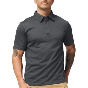 MIER Men's Outdoor Performance Tactical Polo Shirts Short and Long Sleeve, Moisture-Wicking