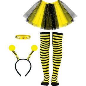 Bee Tutu Costume Bee Bopper Antenna Headband Tutu Set for Halloween Bee Birthday Themed Party Costume Black Yellow