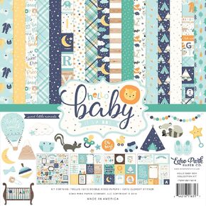 Echo Park Paper Co. Collection Kits Crafting, Navy, Yellow, Teal, Orange, Orange