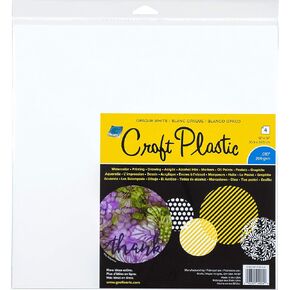 Grafix Opaque Craft Plastic – Opaque .010" Craft Plastic Film, Durable and Flexible Film, Perfect for DIY Crafts, Mixed Media, Fluid Art, Watercolors, and Stamping White, 12x12", Pack of 25