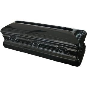 Miniature Casket Resin Business Card Holder, Metallic Black