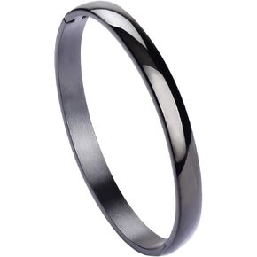 MILAKOO Womens 6MM Stainless Steel Brecelet Plain Polished Finish Cuff Bangle