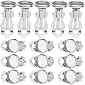 Exceart 50pcs Earring Cabochon Settings Clip-on Earring Blanks for Jewelry Making and DIY Crafts Silver 8mm