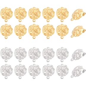 UNICRAFTALE 60Pcs 2 Colors Flat Round Earring Posts 30 Pairs Stainless Steel Stud Earring with Earring Backs Metal Earring Post Textured Round Earring Stud Finding for Jewelry Making Accessories DIY D