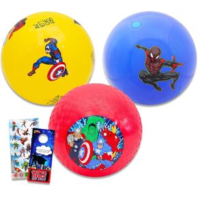 Marvel Avengers Spiderman Playground Ball Set - Bundle with 3 Textured Superhero Playground Balls Featuring Spiderman and Avengers (2 Large, 1 Medium)