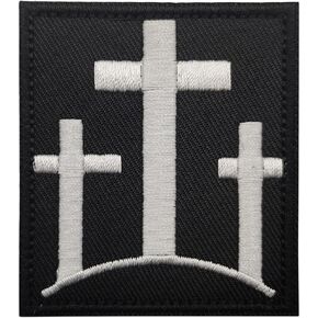 Three Crosses Patches, Christian Cross Patch, Calvary Crosses Patch, Embroidered Patches, Hook and Loop, Tactical Meme Morale Patch for Clothes Jeans Bags Backpack T-Shirts Shoes Hats (Silvery White)